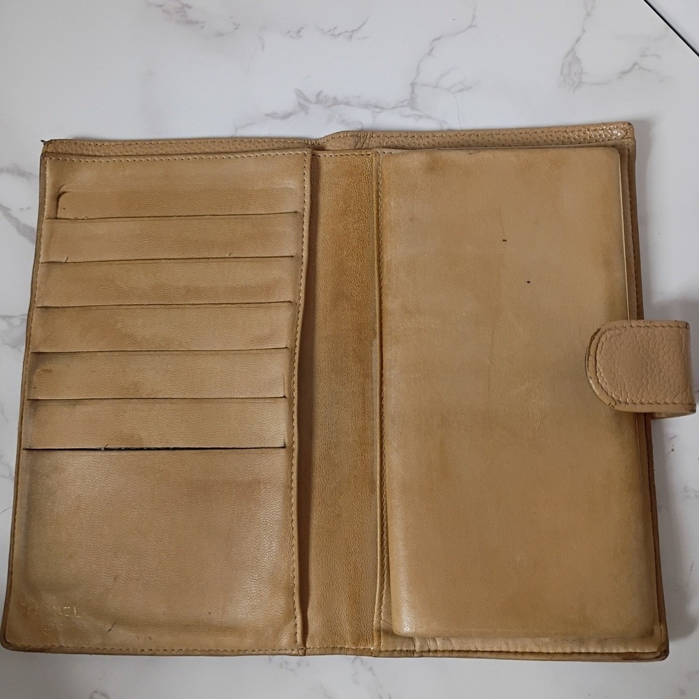 CHANEL Vintage Tan Coco Mark Long Caviar Leather Continental Wallet - Picture 4 of 6